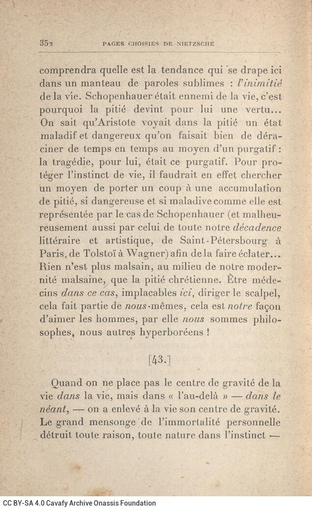 18 x 11 cm; 4 s.p. + XVI p. + 374 p. + 8 s.p., l. 1 bookplate CPC on recto, p. [I] half-title page, p. [II] other works by th